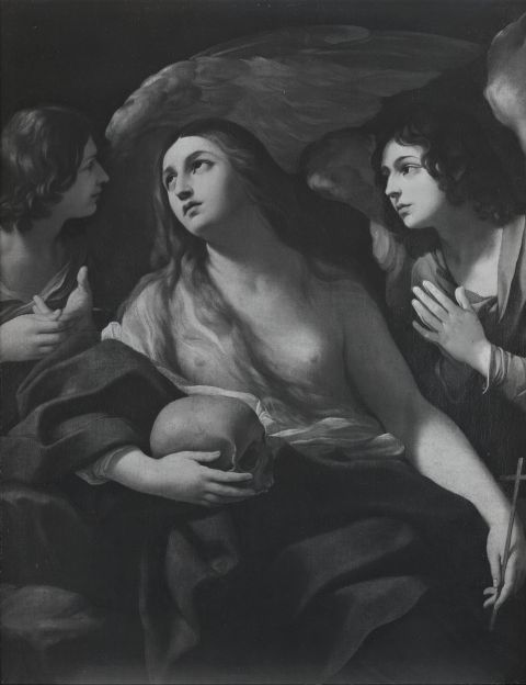 Anonimo — Reni Guido - scuola (?) - sec. XVII - Santa Maria Maddalena e angeli — insieme